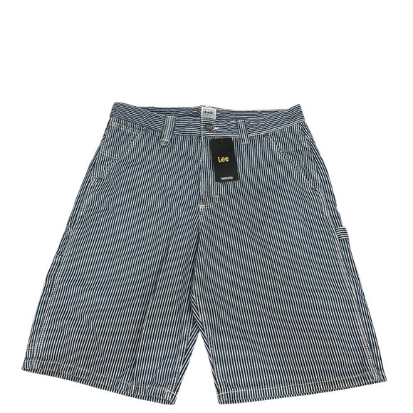 Lee Carpenter Striped Denim Shorts Men’s Size 33 Relaxed Fit 100% Cotton New - Picture 1 of 7